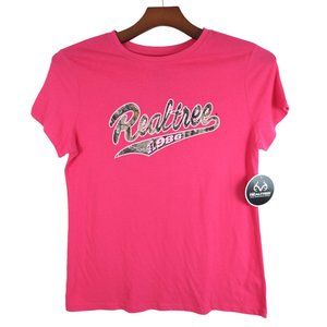Realtree Womens Graphic T-Shirt Size XL Pink with Camouflage